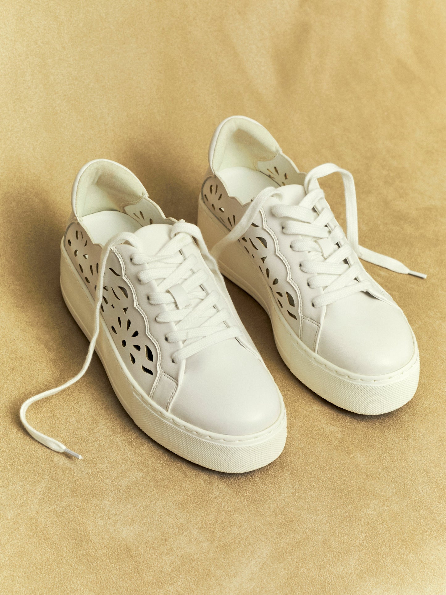 Mallory White Floral Faux Leather Trainers