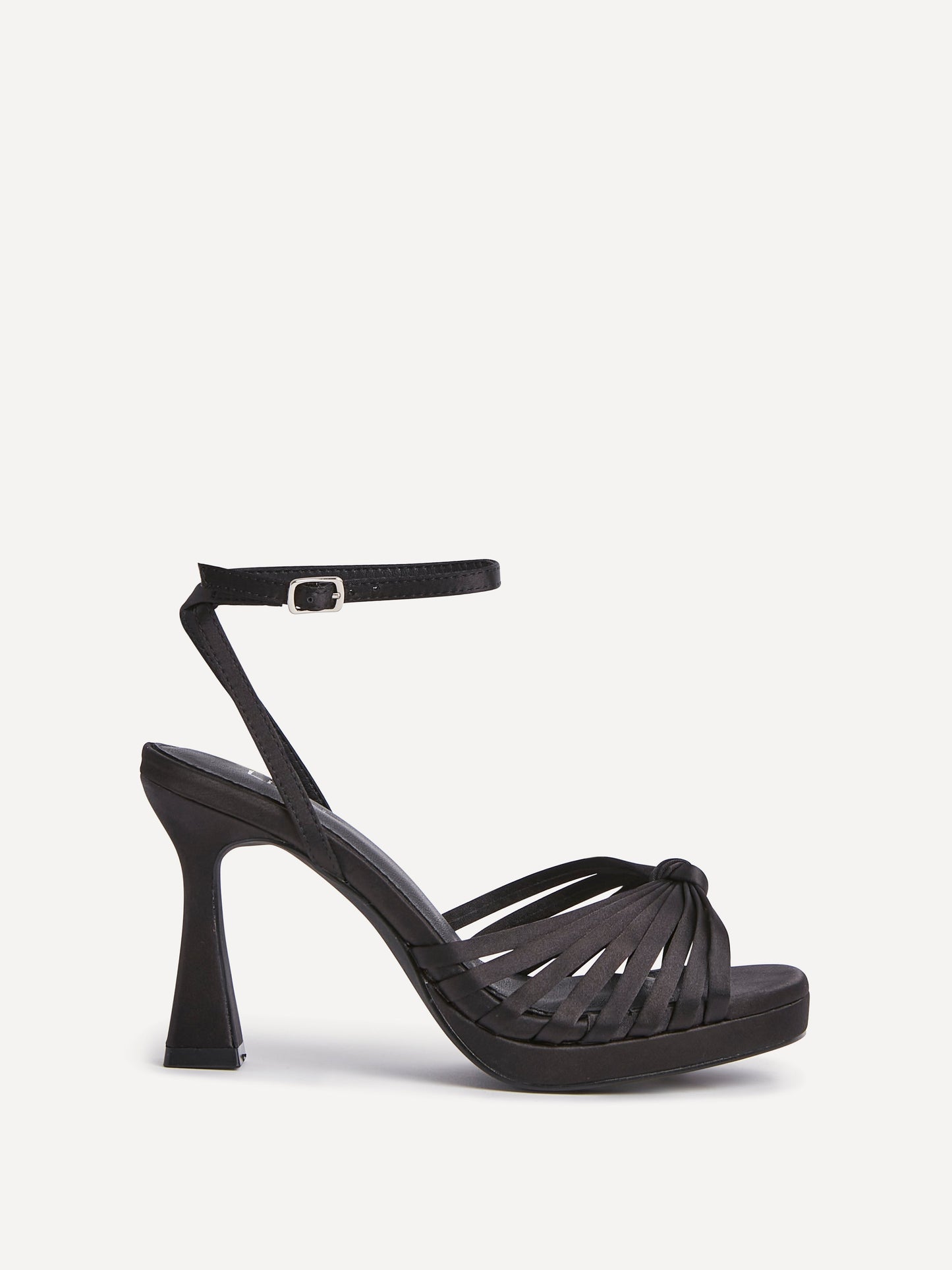 Socialite Black Satin Knotted Platform Heels