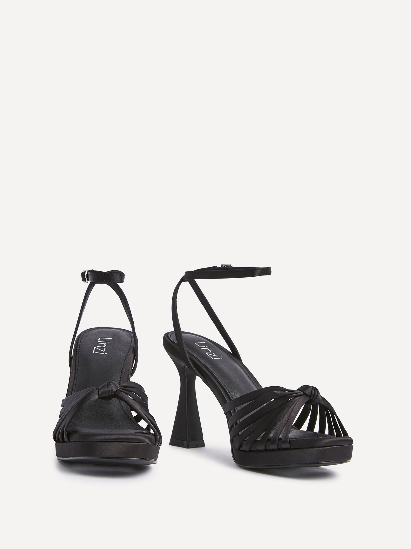 Socialite Black Satin Knotted Platform Heels