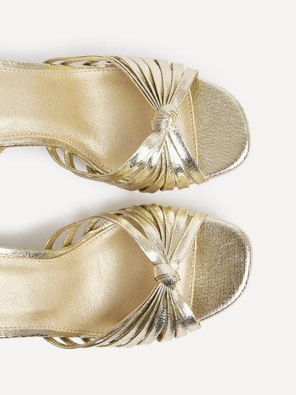 Socialite Gold Knotted Platform Heels