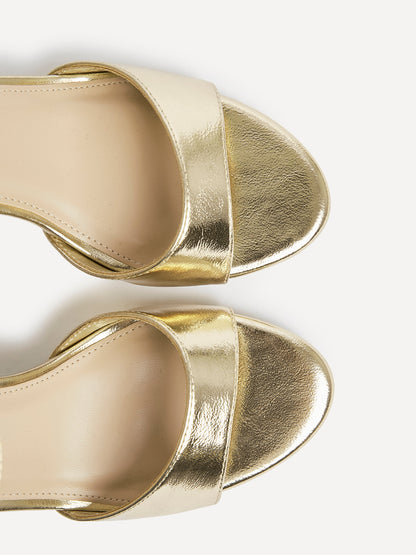 Soul Gold Faux Leather Block Heels