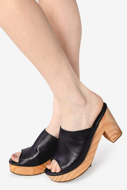 WOODSNDL05 - Leather Platform Mule