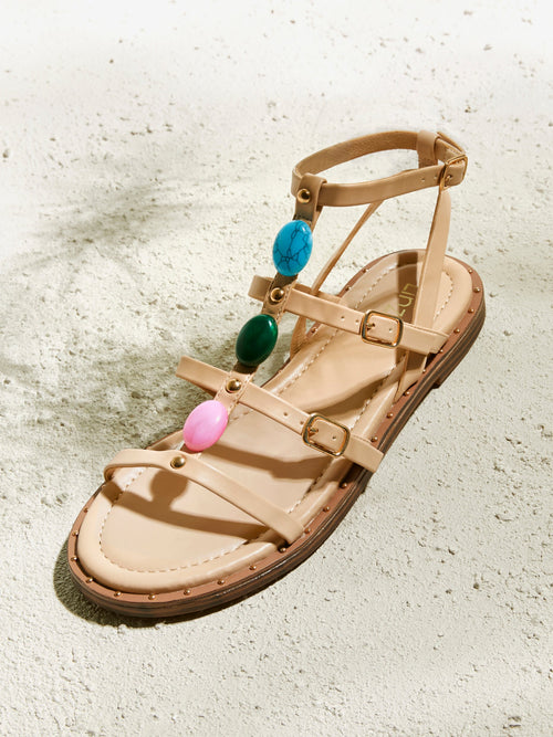 Mimi Nude Gladiator Flat Sandals