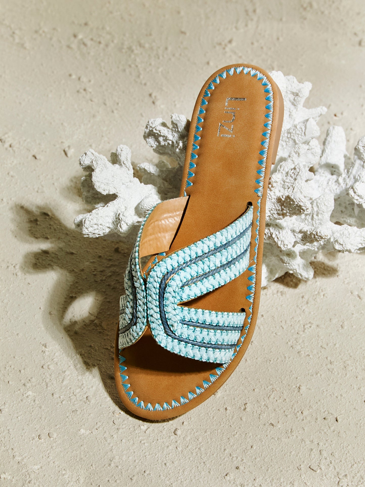 Solar Blue Flat Slider Sandals