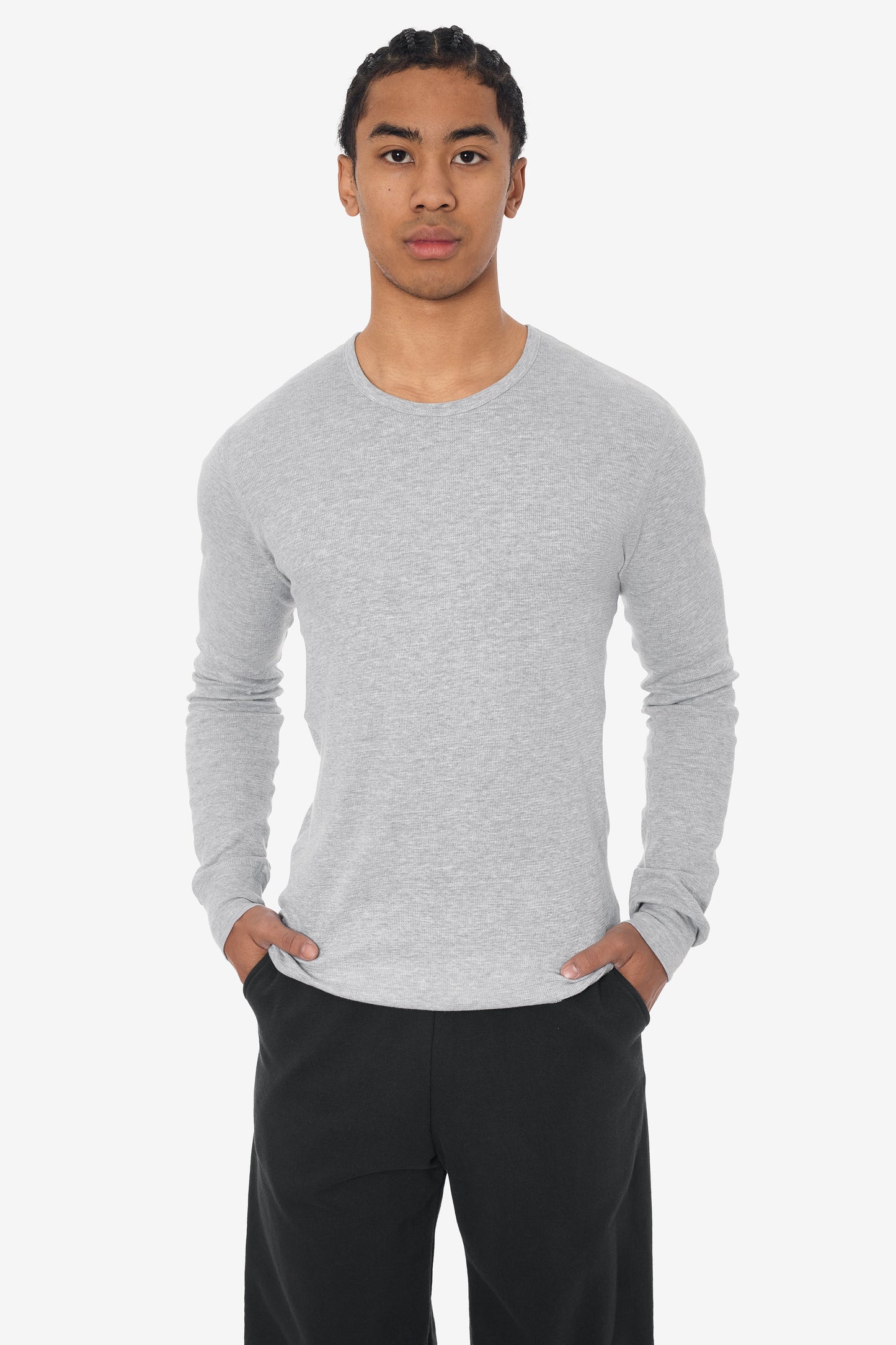T407 - Poly-Cotton Thermal Long Sleeve Crewneck