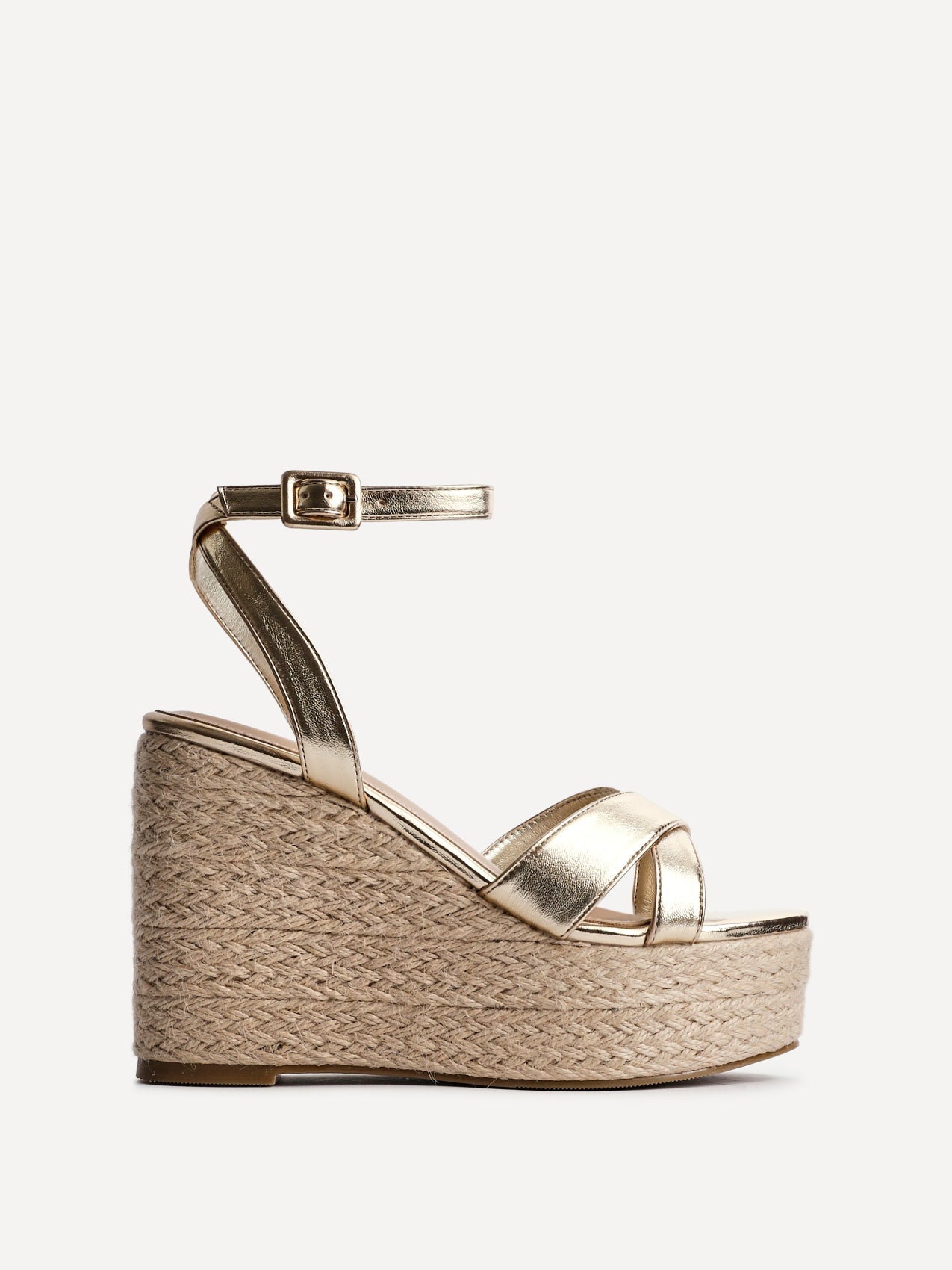 Tahiti Gold Crossover Espadrille Wedge