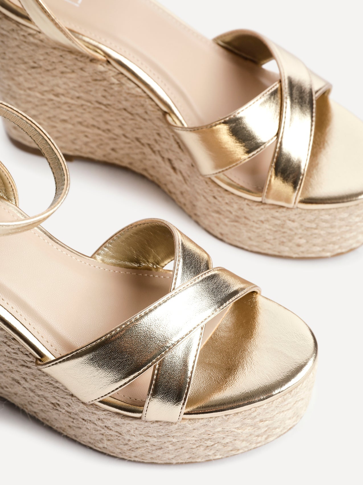 Tahiti Gold Crossover Espadrille Wedge