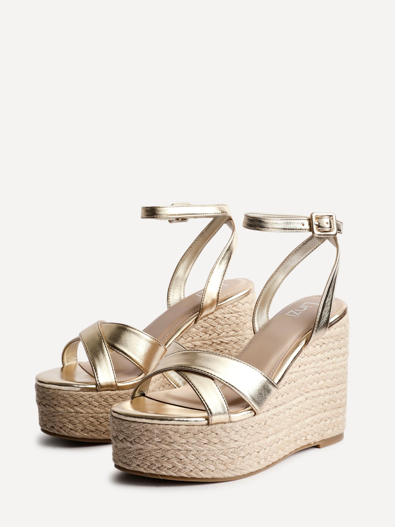 Tahiti Gold Crossover Espadrille Wedge