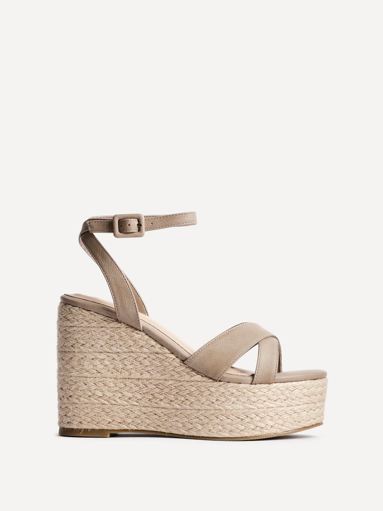 Tahiti Taupe Crossover Espadrille Wedge