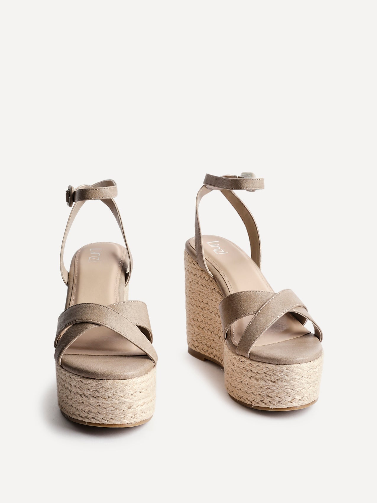 Tahiti Taupe Crossover Espadrille Wedge