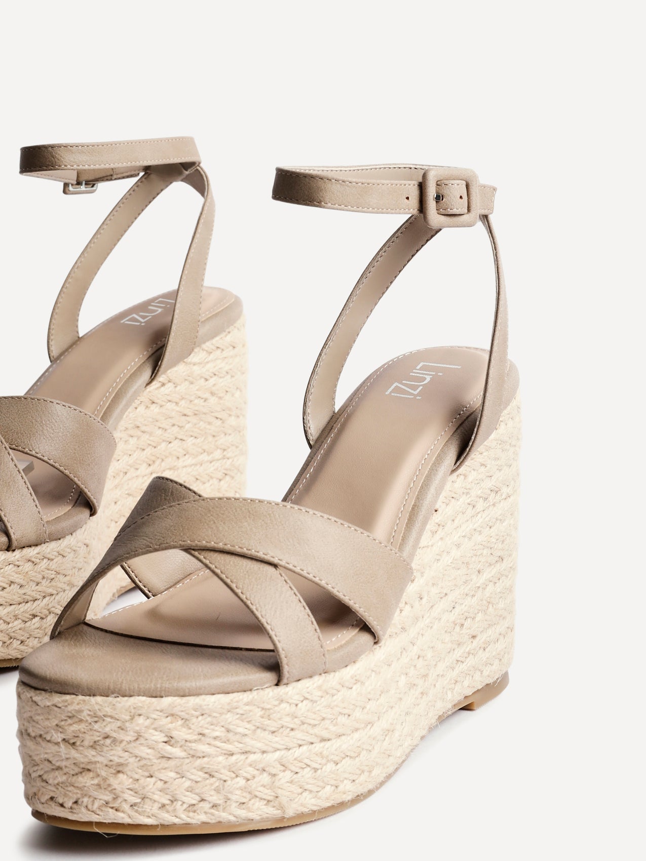 Tahiti Taupe Crossover Espadrille Wedge