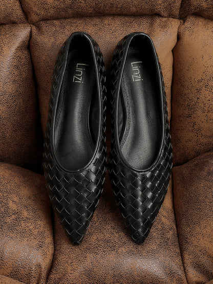 Talina Black Faux Leather Ballet Flats