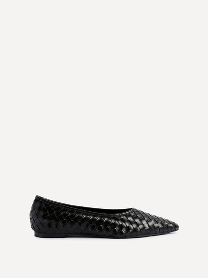 Talina Black Faux Leather Ballet Flats