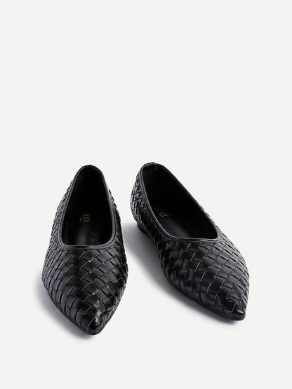 Talina Black Faux Leather Ballet Flats