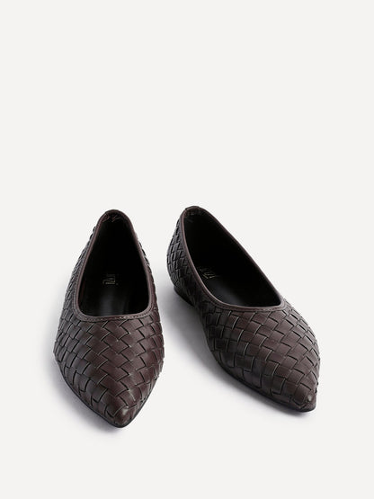 Talina Brown Faux Leather Ballet Flats