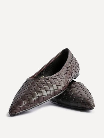 Talina Brown Faux Leather Ballet Flats