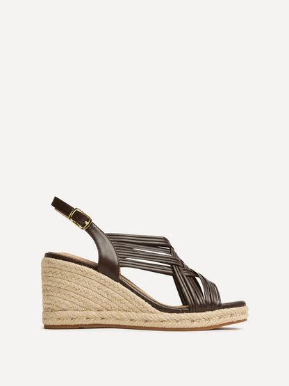 Tamed Brown Woven Espadrille Wedges