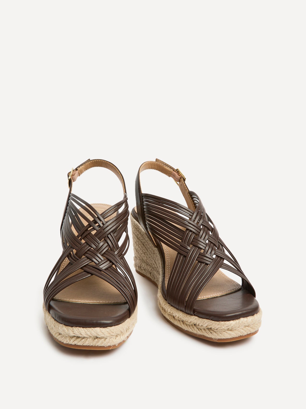 Tamed Brown Woven Espadrille Wedges