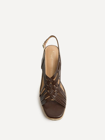 Tamed Brown Woven Espadrille Wedges