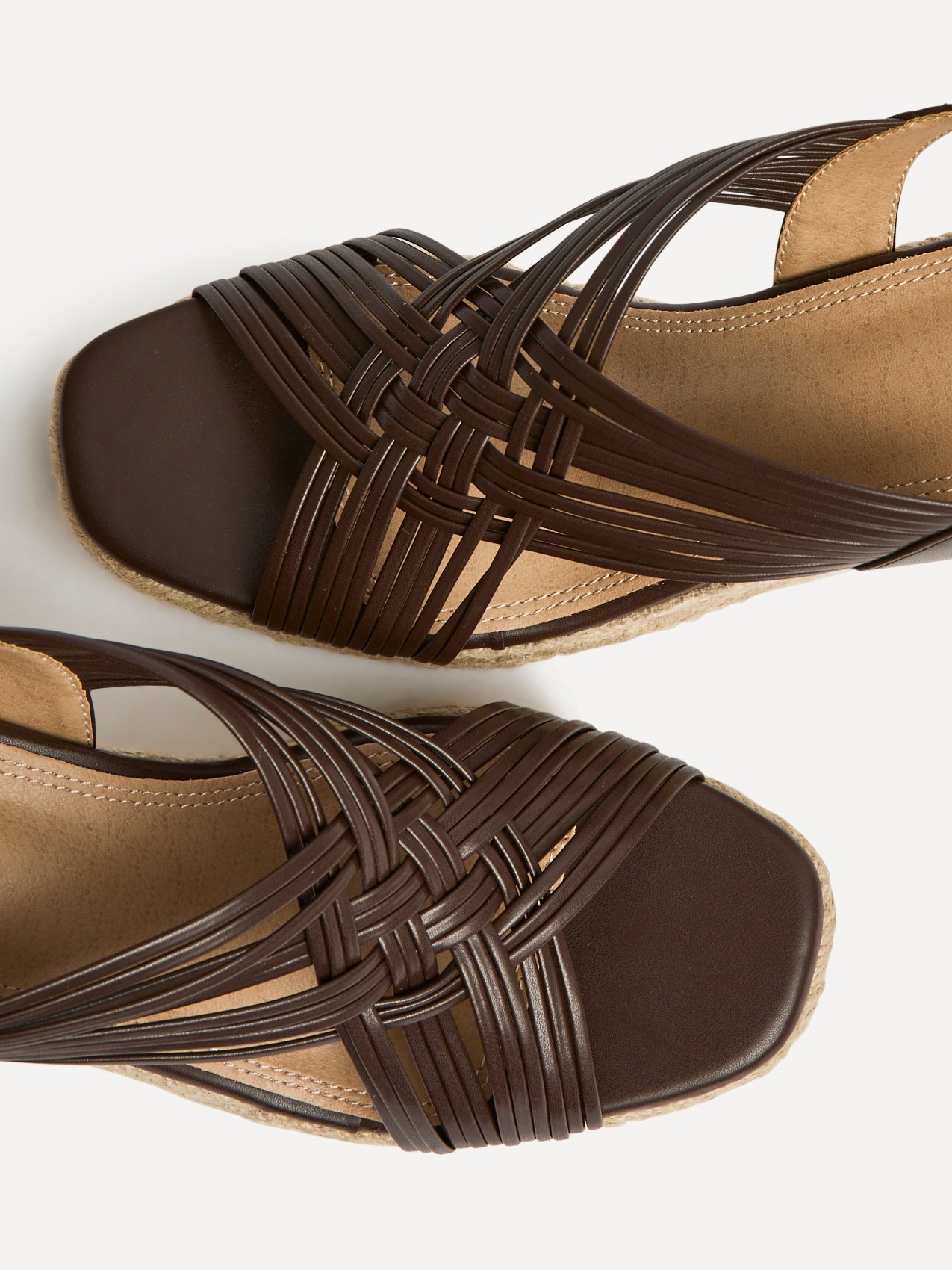 Tamed Brown Woven Espadrille Wedges