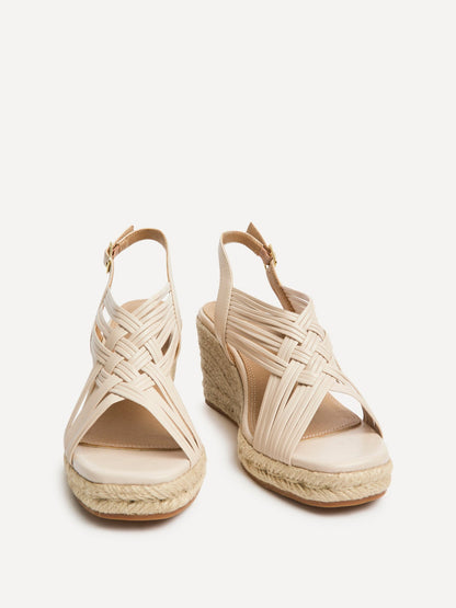Tamed Nude Woven Espadrille Wedges