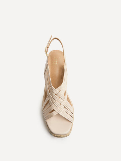 Tamed Nude Woven Espadrille Wedges