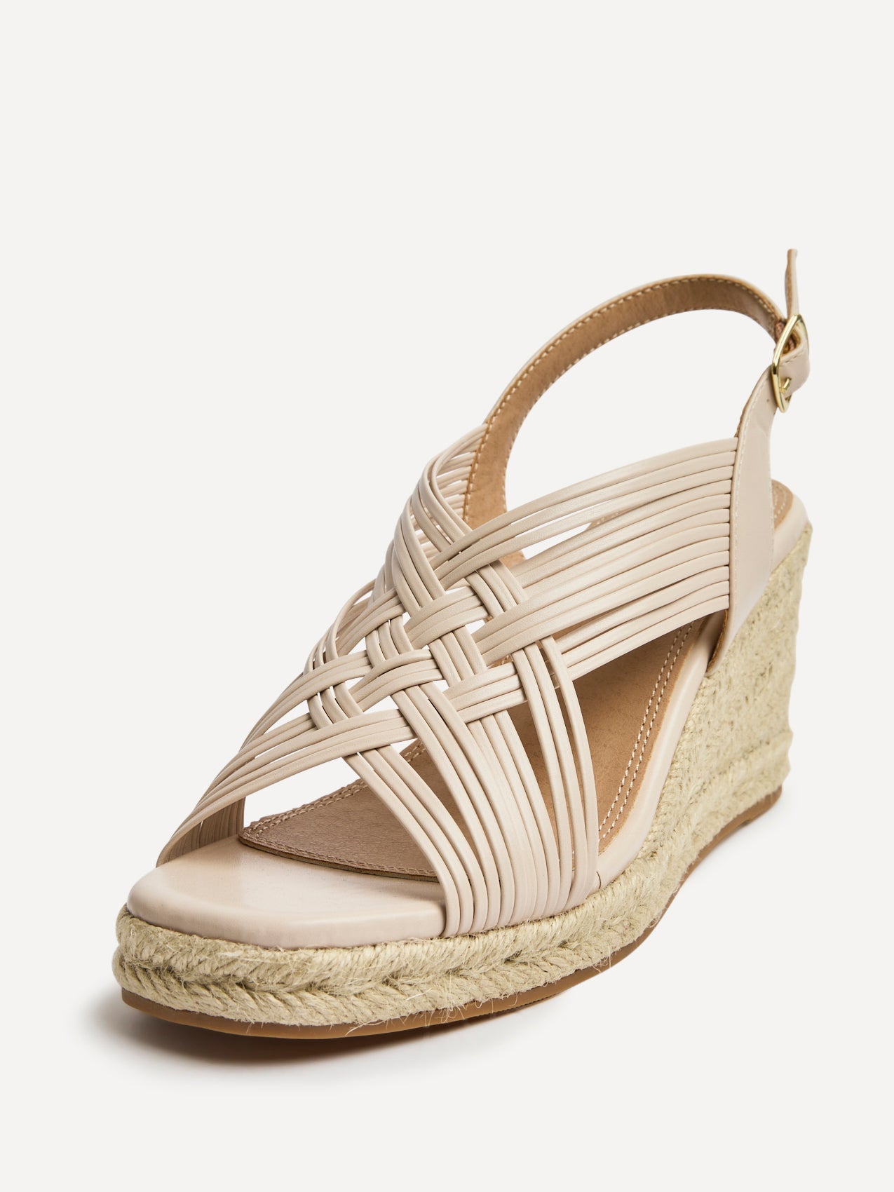 Tamed Nude Woven Espadrille Wedges