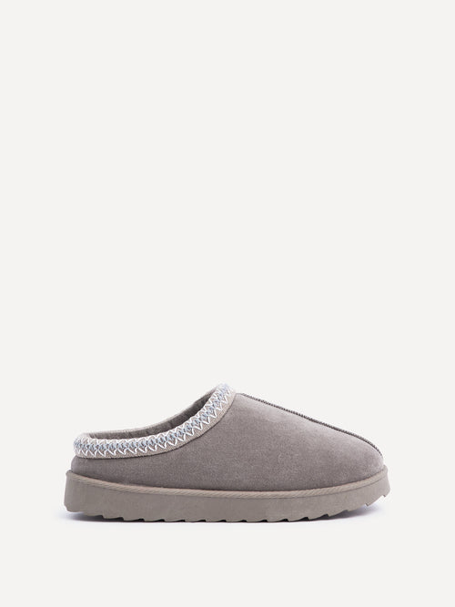 Tammy Ash Grey Faux Suede Slippers