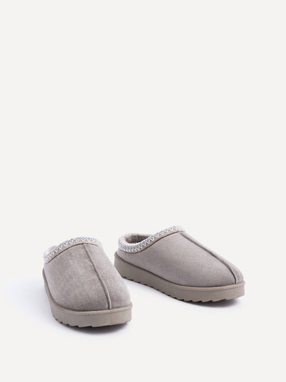 Tammy Ash Grey Faux Suede Slippers