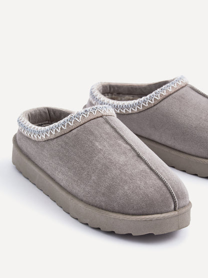 Tammy Ash Grey Faux Suede Slippers
