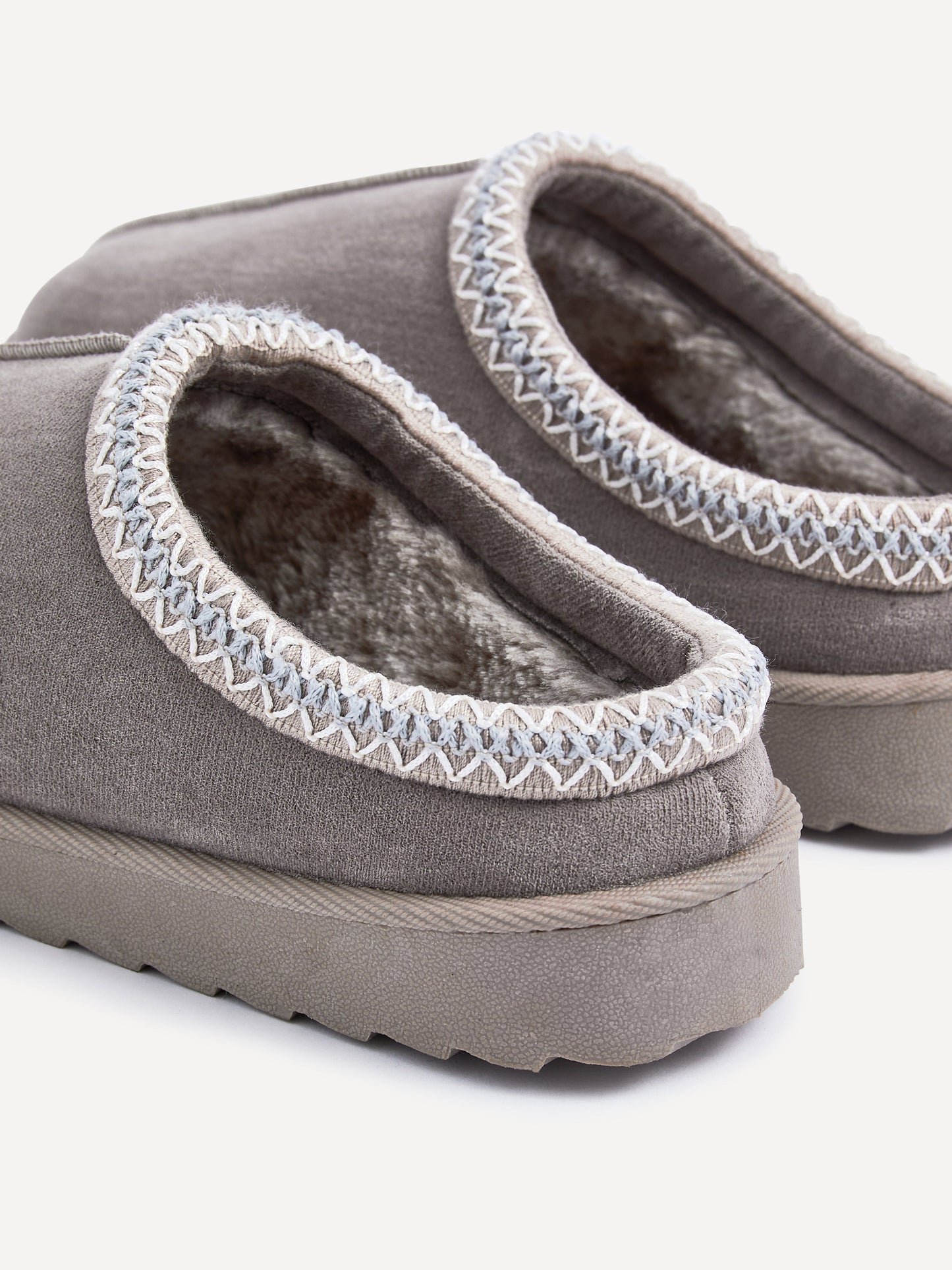 Tammy Ash Grey Faux Suede Slippers