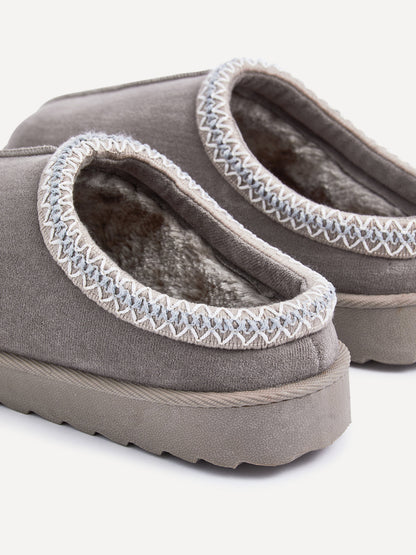 Tammy Ash Grey Faux Suede Slippers