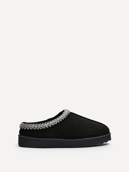 Tammy Black Faux Suede Slippers