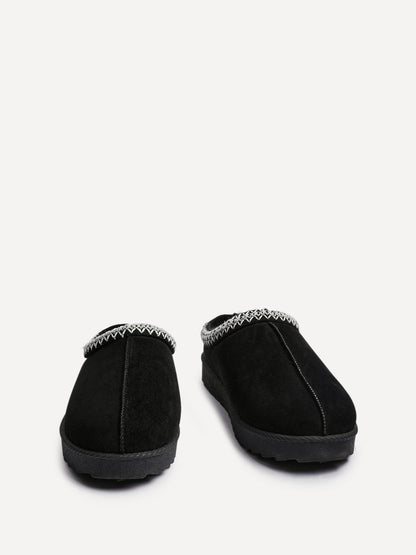 Tammy Black Faux Suede Slippers