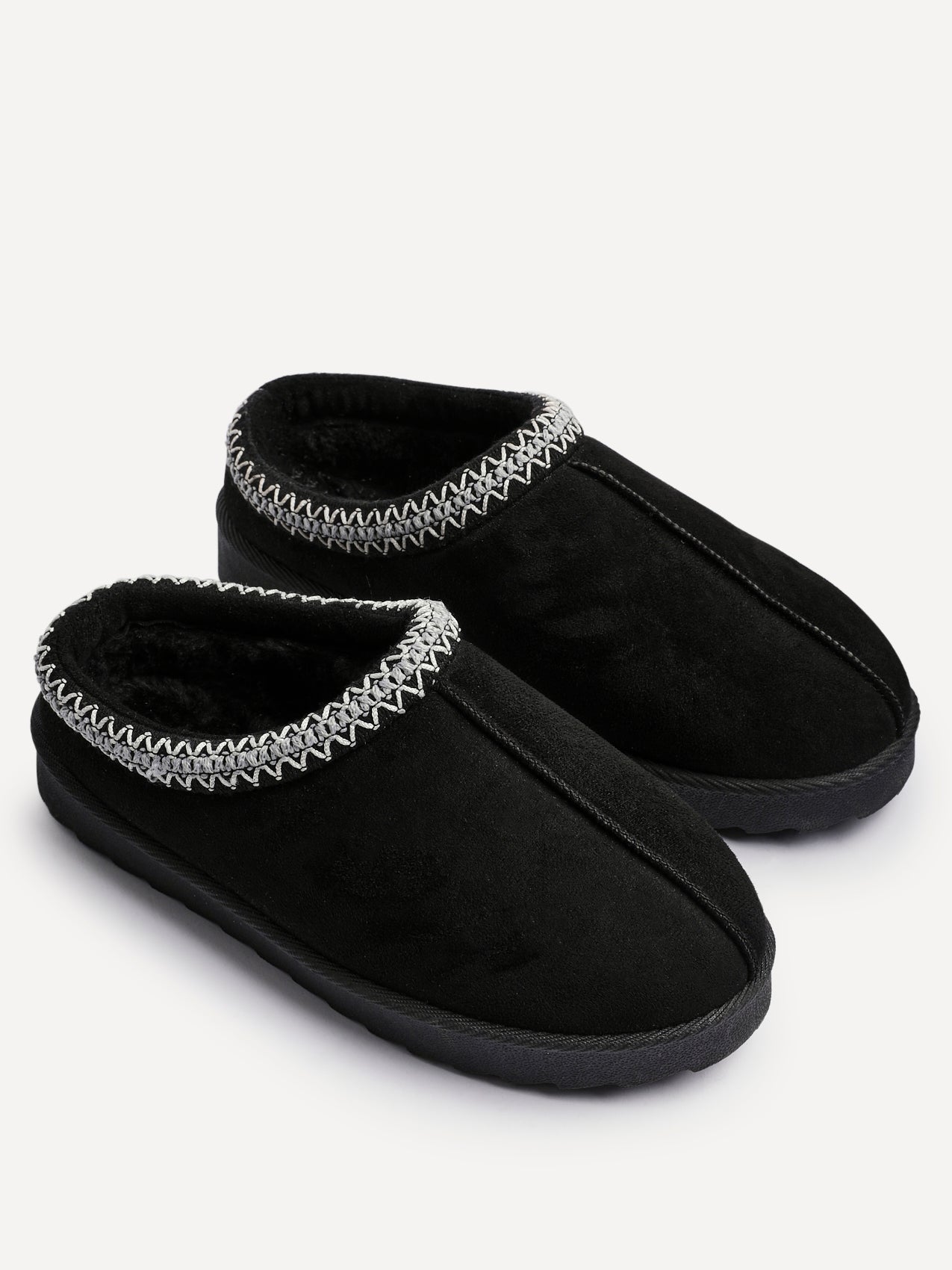 Tammy Black Faux Suede Slippers