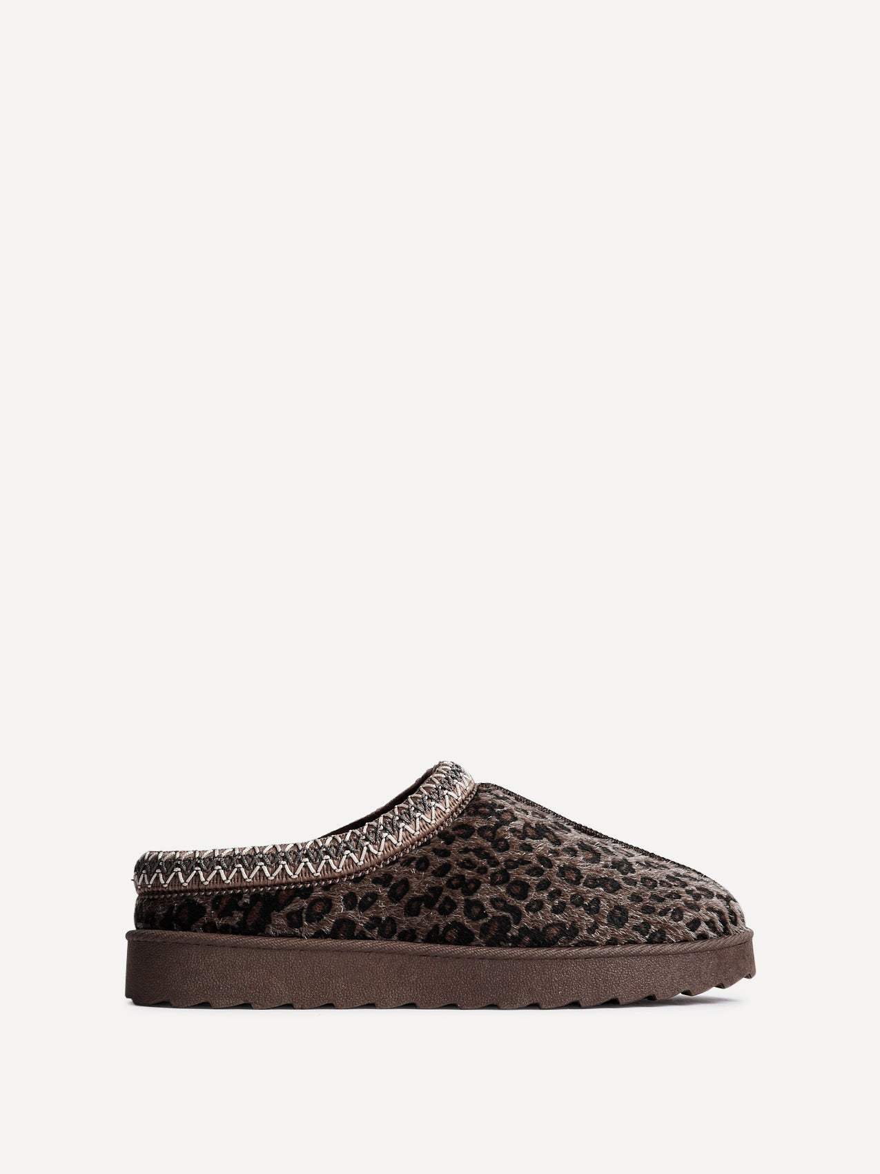 Tammy Leopard Print Faux Suede Slippers