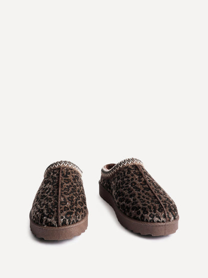 Tammy Leopard Print Faux Suede Slippers
