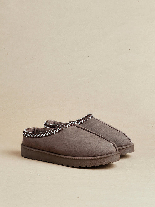 Tammy Mocha Faux Suede Slippers