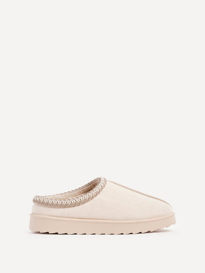 Tammy Beige Faux Suede Slippers