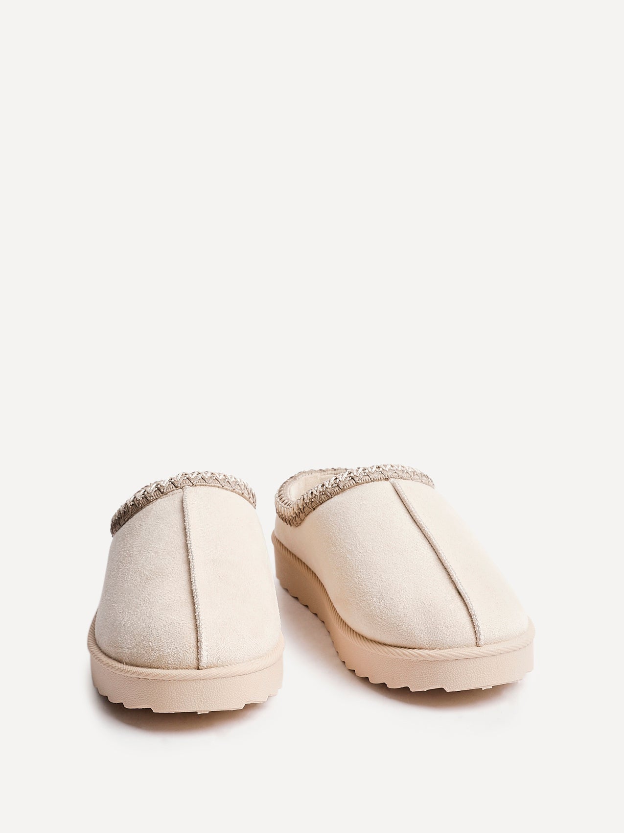 Tammy Beige Faux Suede Slippers