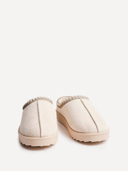 Tammy Beige Faux Suede Slippers
