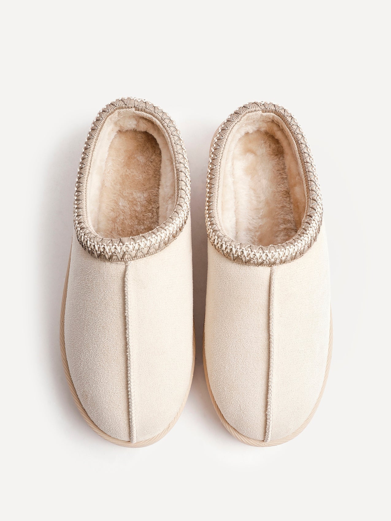 Tammy Beige Faux Suede Slippers