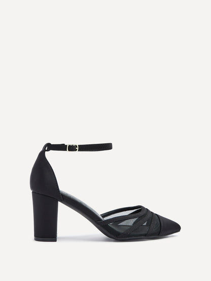 Tasha Black Scuba Mesh Court Heels