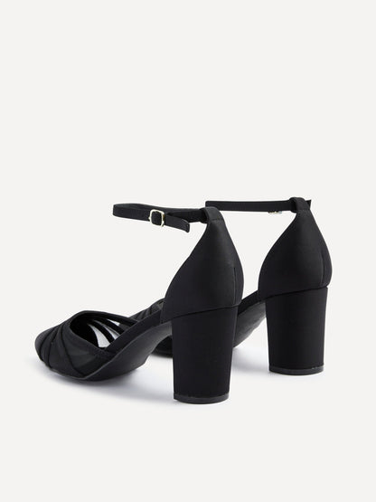 Tasha Black Scuba Mesh Court Heels