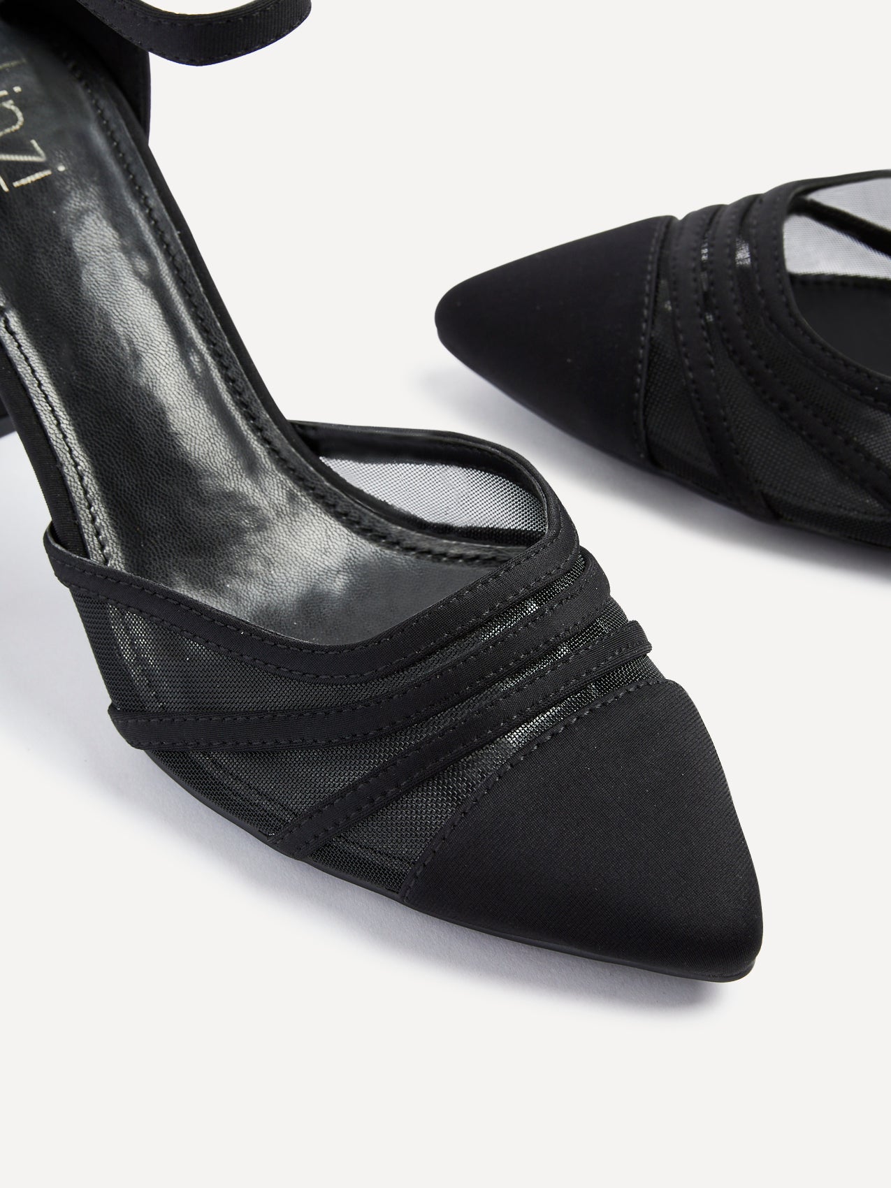 Tasha Black Scuba Mesh Court Heels