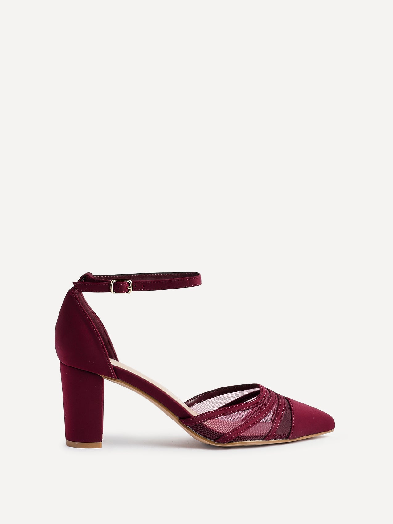 Tasha Burgundy Scuba Mesh Court Heels
