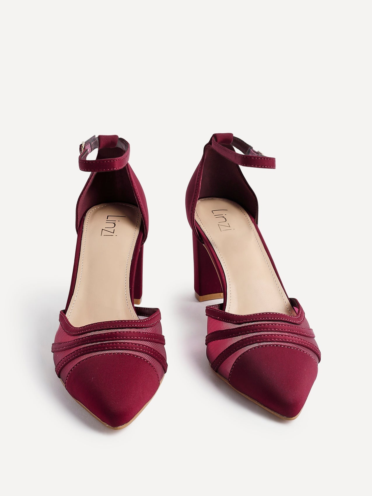 Tasha Burgundy Scuba Mesh Court Heels
