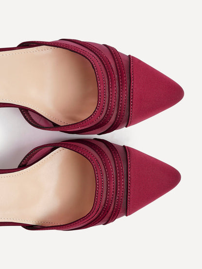 Tasha Burgundy Scuba Mesh Court Heels