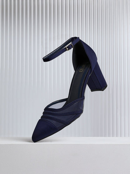 Tasha Navy Scuba Mesh Court Heels
