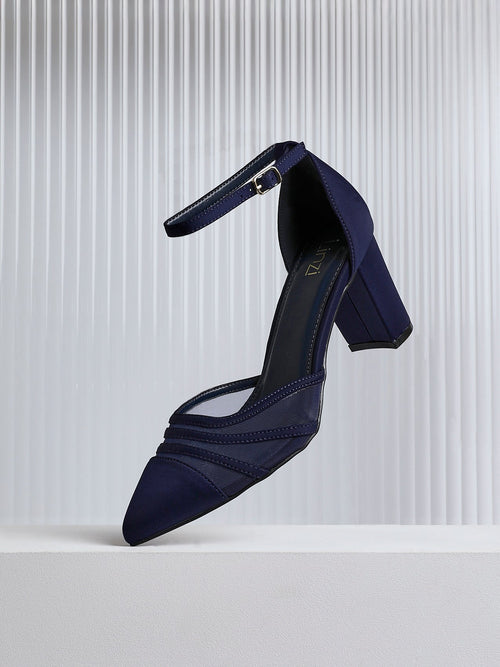 Tasha Navy Scuba Mesh Court Heels